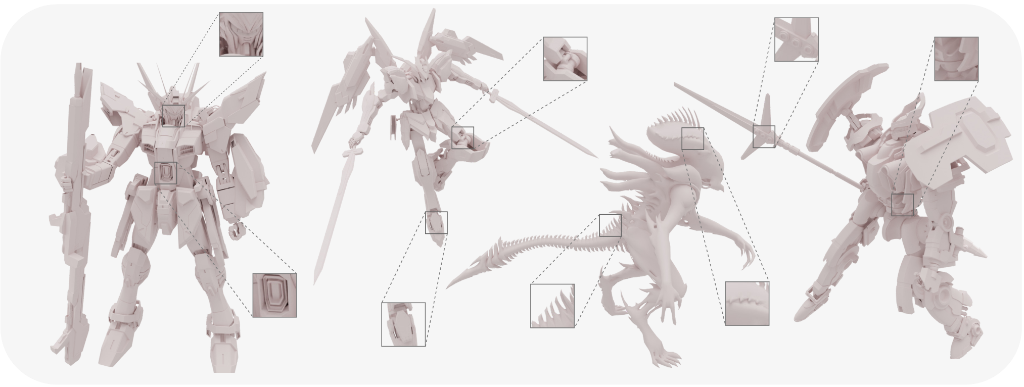Figure 1: SILSA의 고해상도 3D 생성 예시