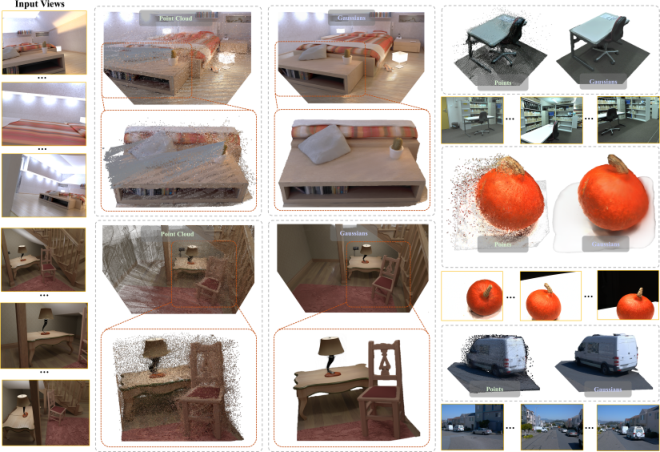 Figure 1: 포인트 클라우드 및 가우시안 장면